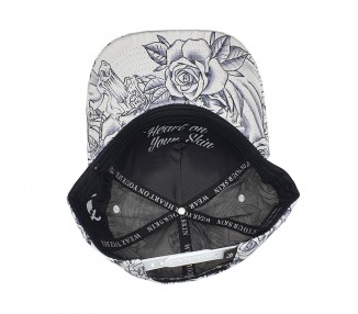 Inked & Badass Allover White Rose Snapback