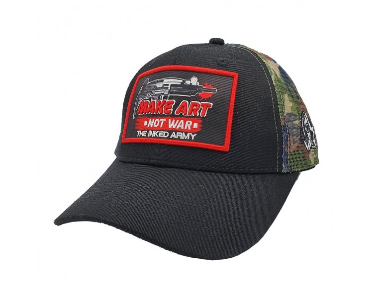 Make Art Not War Inked Trucker Snapback Pet