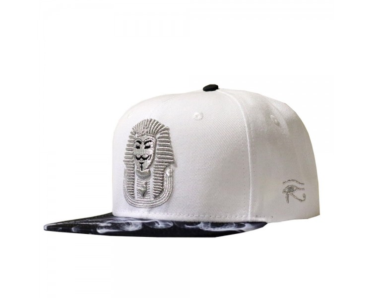 Pharaoh Black Smoke Snapback Hat - White