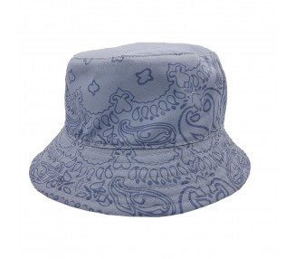 Reversible Light Blue Bucket Hat with Paisley Print