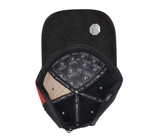 Suede Fashion Hat With Red Leather Look Panel