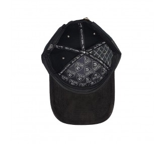 Suede Fashion Hat with Black Leather Look Panel