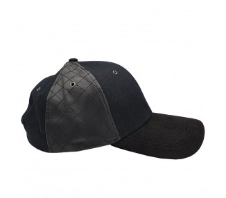 Suede Fashion Hat with Black Leather Look Panel