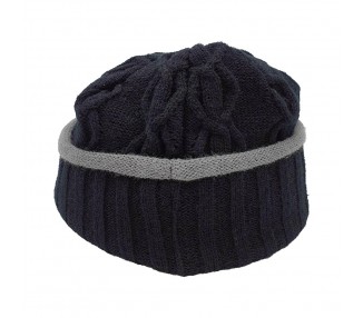 Lauren Rose - Knitted Beanie With Visor - Black