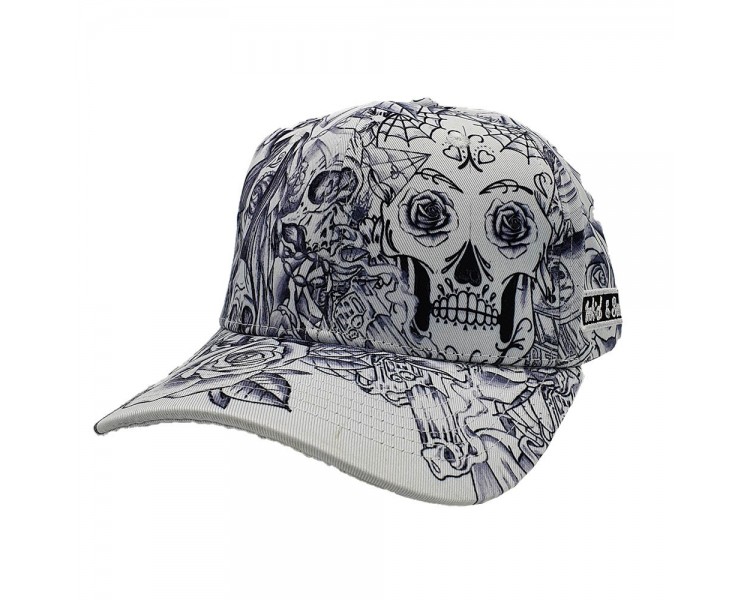 Inked & Badass Allover White Rose Snapback