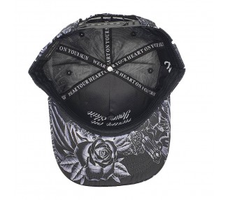 Inked & Badass Allover Black Rose Snapback Hat