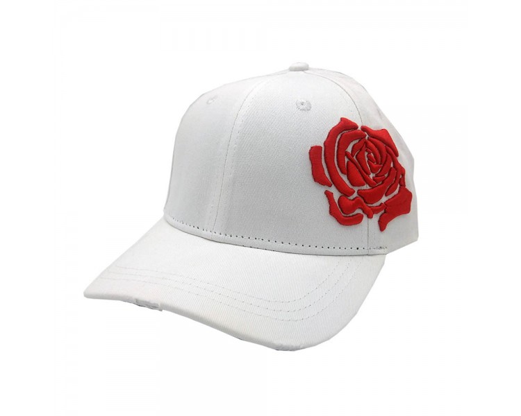 Red Rose 3D Witte Strapback Hat